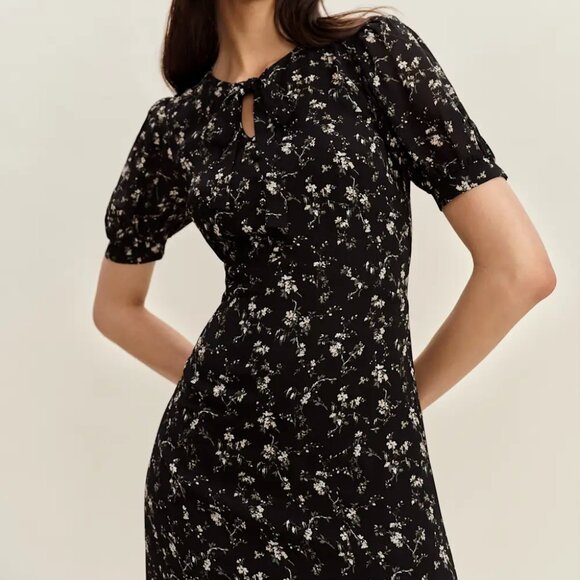 Reformation Delia Dress Black Floral - Size 2